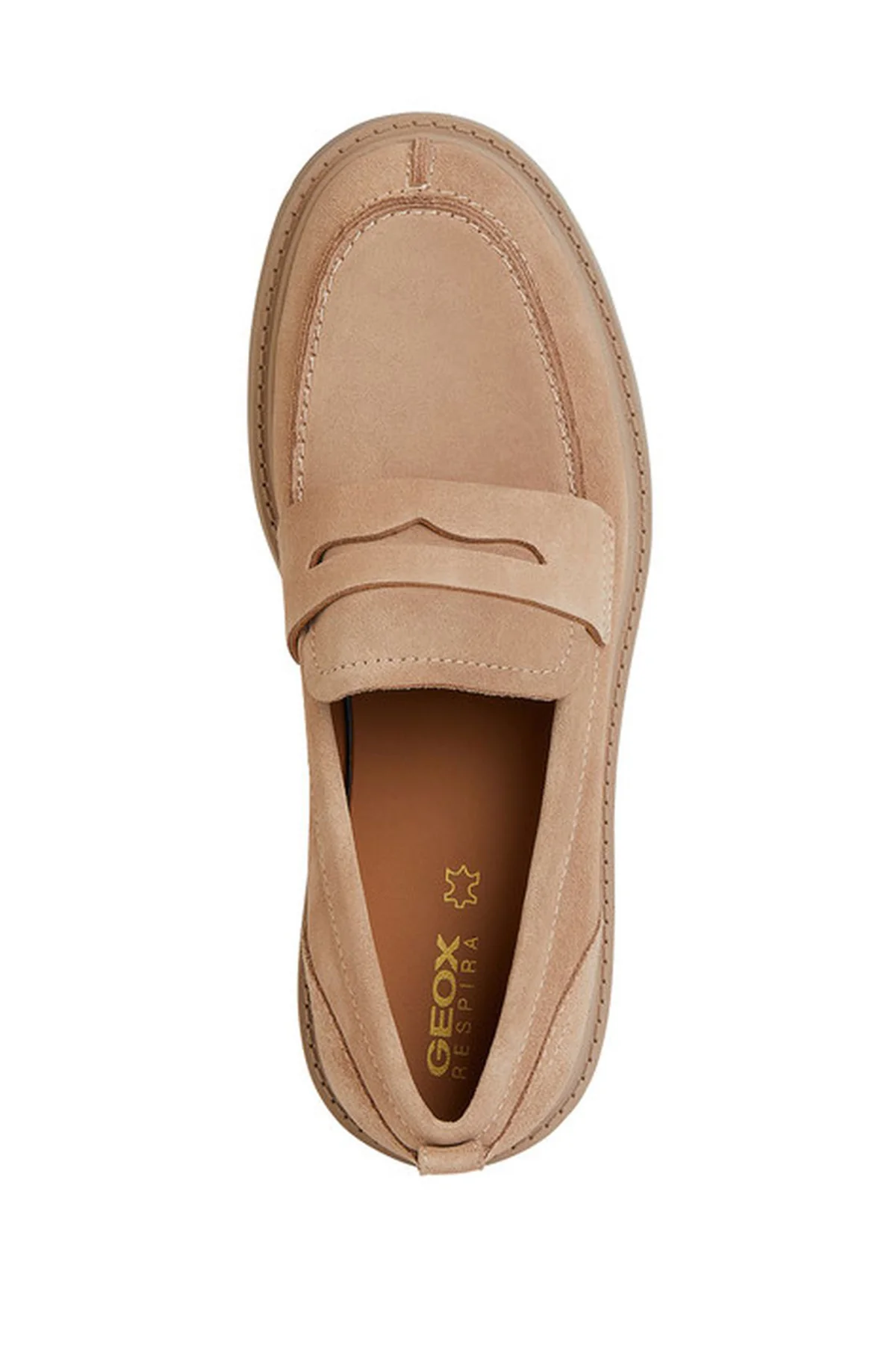 Geox Kadın Bej Spherica Ec7 Süet Deri Maskülen Loafer - Image 5