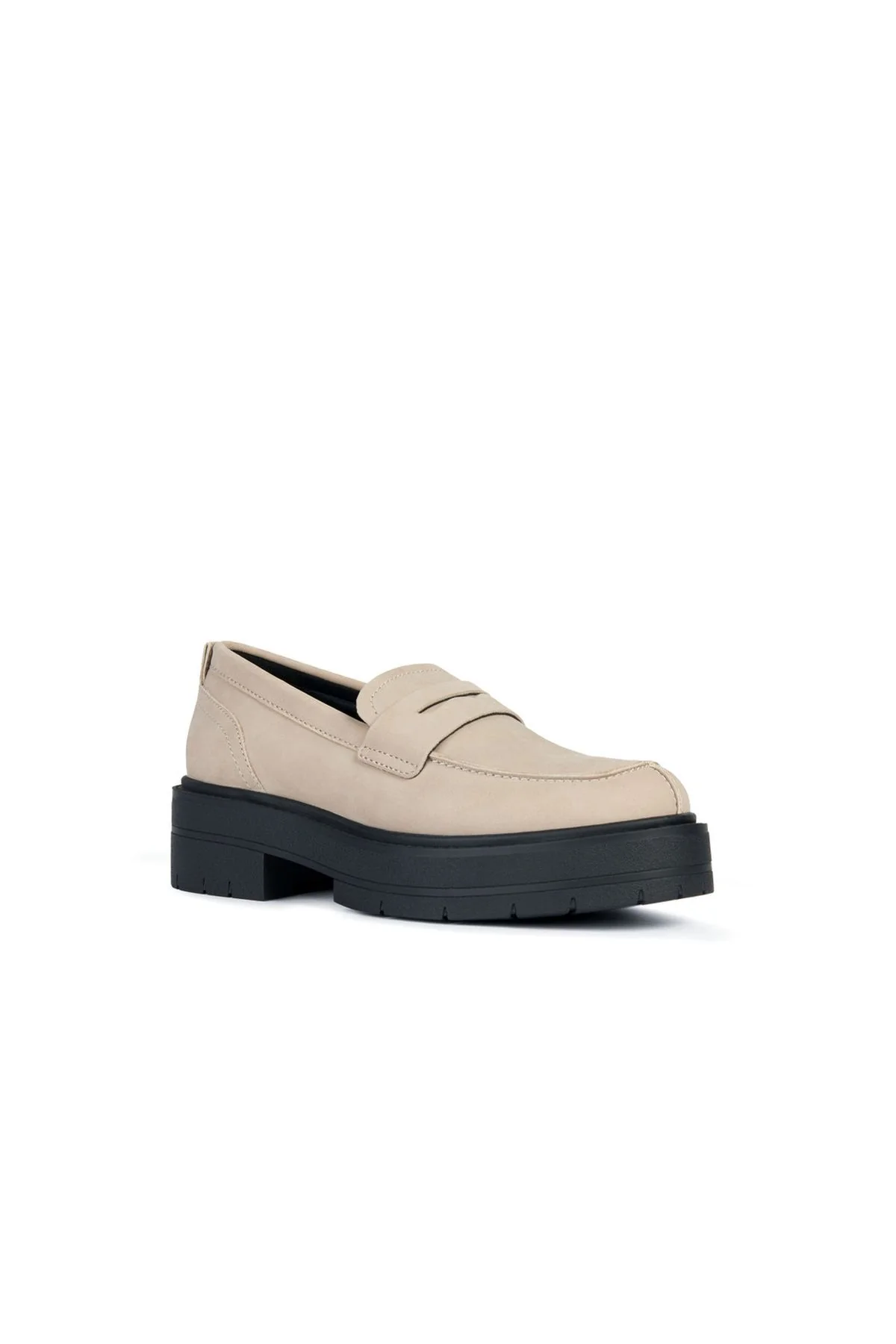 Geox Kadın Bej Spherica EC7 Süet Deri Maskülen Loafer - Image 3
