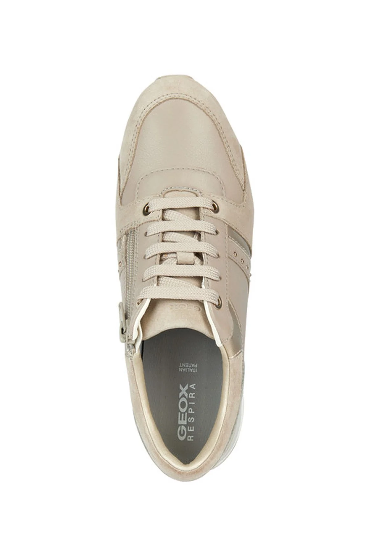Geox Kadın Bej Tabelya Deri Kalın Topuklu Bağcıklı Sneaker - Image 5