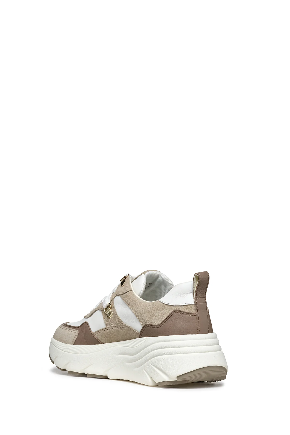 Geox Kadın Beyaz Diamanta Bağcıklı Kalın Tabanlı Süet Deri Spor Sneaker - Image 4