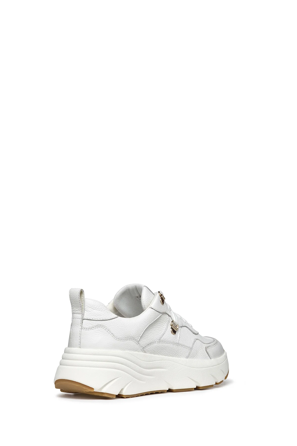 Geox Kadın Beyaz Diamantha Bağcıklı Kalın Tabanlı Deri Sneaker - Image 2