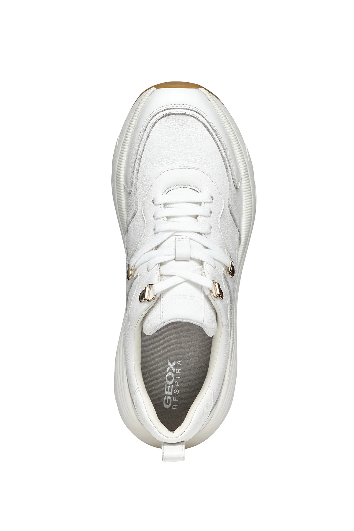 Geox Kadın Beyaz Diamantha Bağcıklı Kalın Tabanlı Deri Sneaker - Image 5