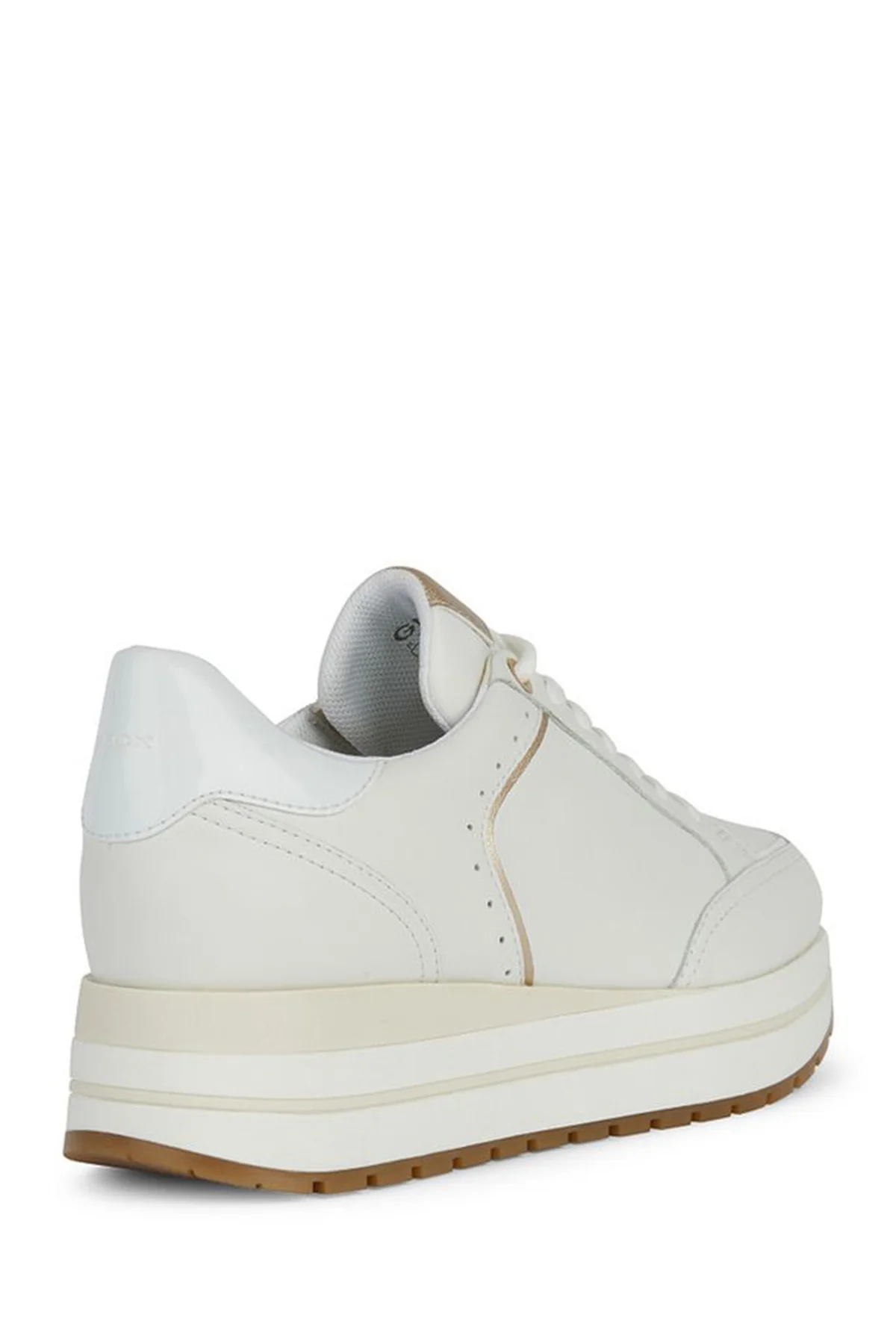 Geox Kadın Beyaz Kency Kalın Tabanlı Bağcıklı Deri Sneaker - Image 4