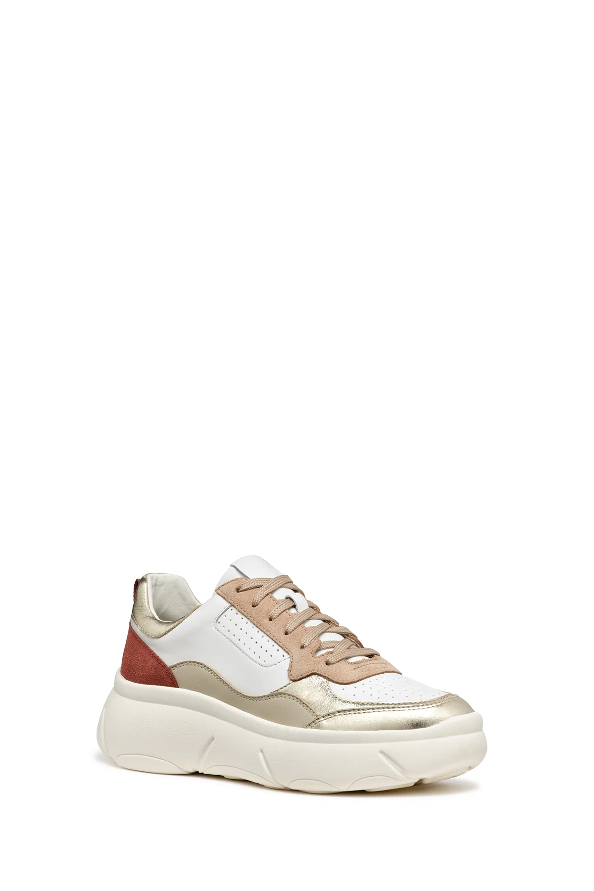 Geox Kadın Beyaz Nebula 2.0 X Bağcıklı Kalın Taban Deri Sneaker - Image 5