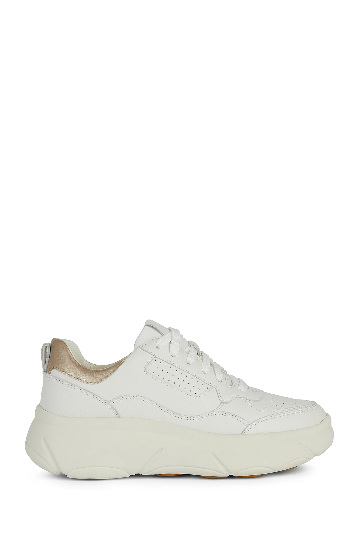 Geox Kadın Beyaz Nebula 2.0 X Kalın Tabanlı Bağcıklı Deri Sneaker