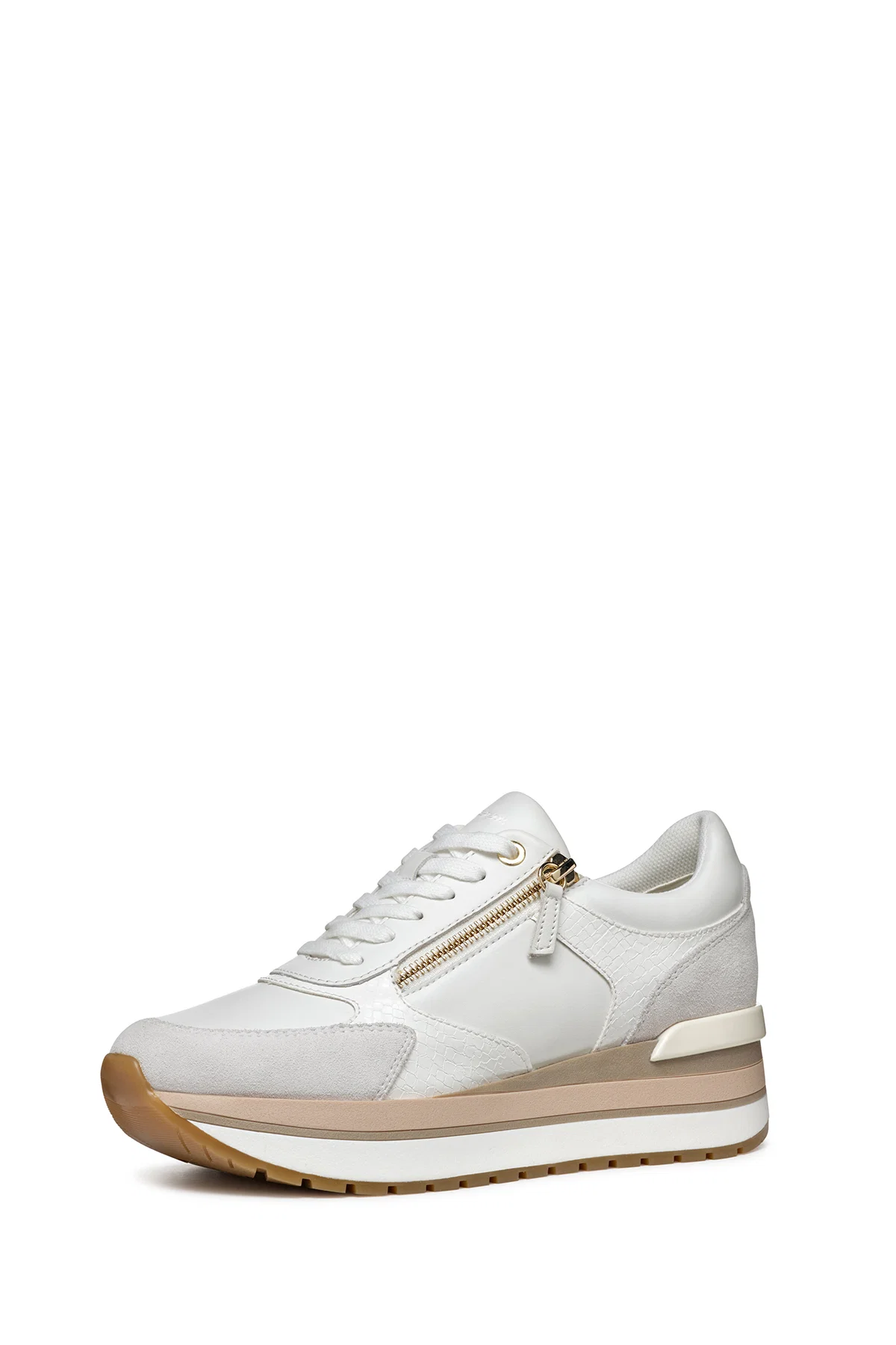 Geox Kadın Beyaz New Kency Bağcıklı Kalın Tabanlı Sneaker - Image 2