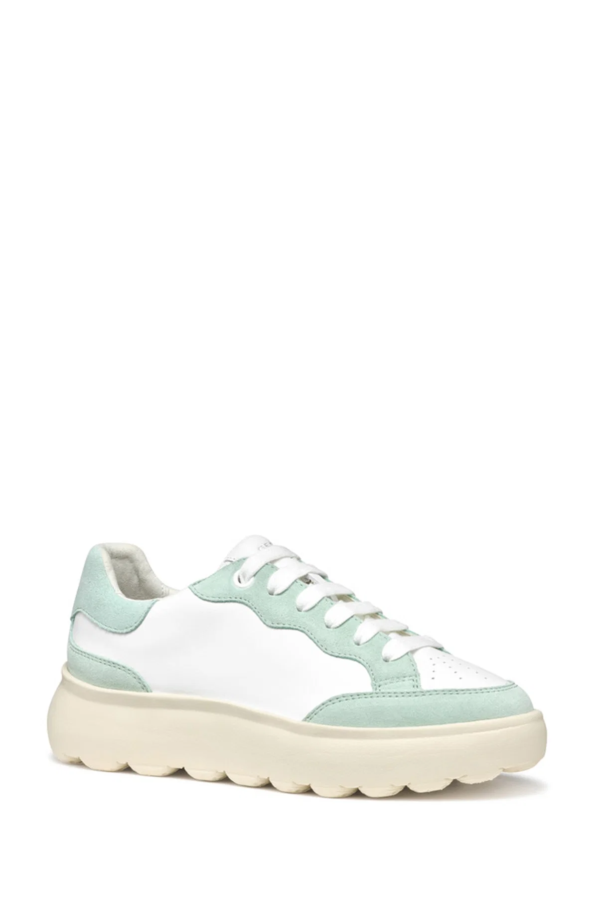 Geox Kadın Beyaz Spherica Ec4.1 Bağcıklı Kalın Tabanlı Deri Sneaker - Image 2