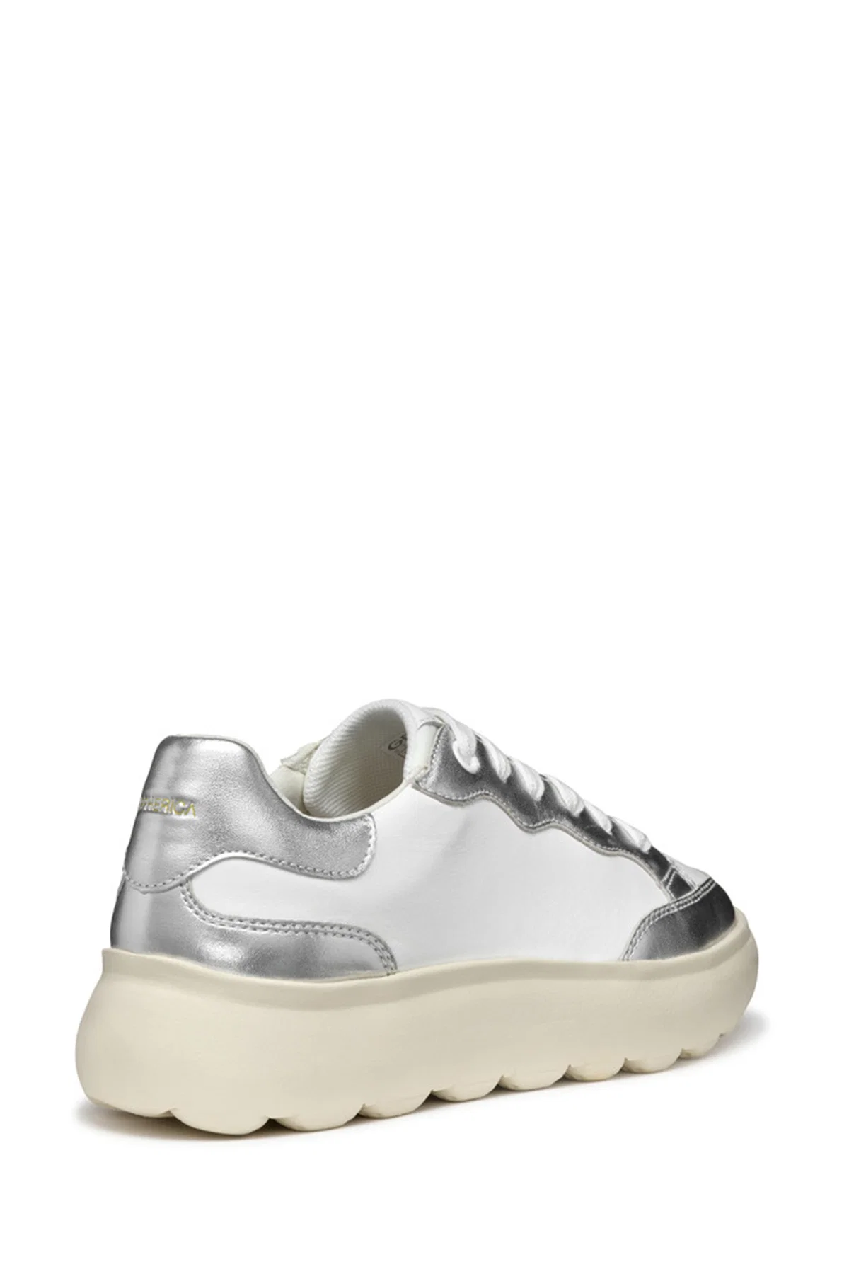 Geox Kadın Beyaz Spherica Ec4.1 Bağcıklı Kalın Tabanlı Deri Sneaker - Image 4