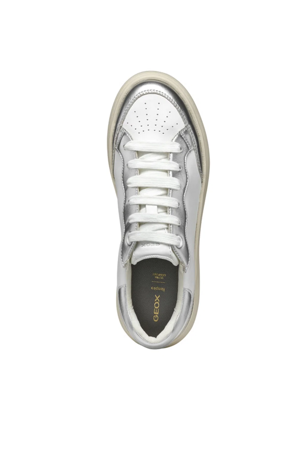 Geox Kadın Beyaz Spherica Ec4.1 Bağcıklı Kalın Tabanlı Deri Sneaker - Image 5