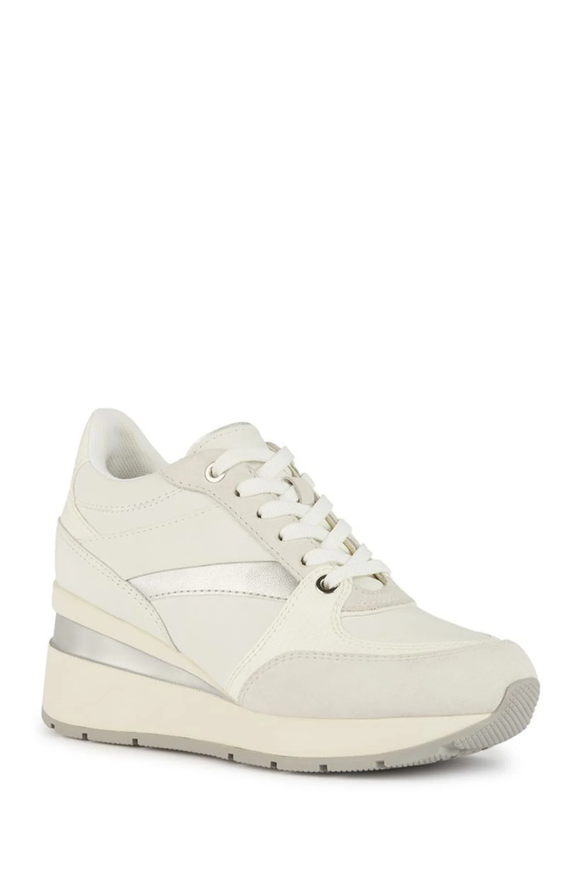 Geox Kadın Beyaz Zosma Kalın Tabanlı Bağcıklı Deri Sneaker - Image 3