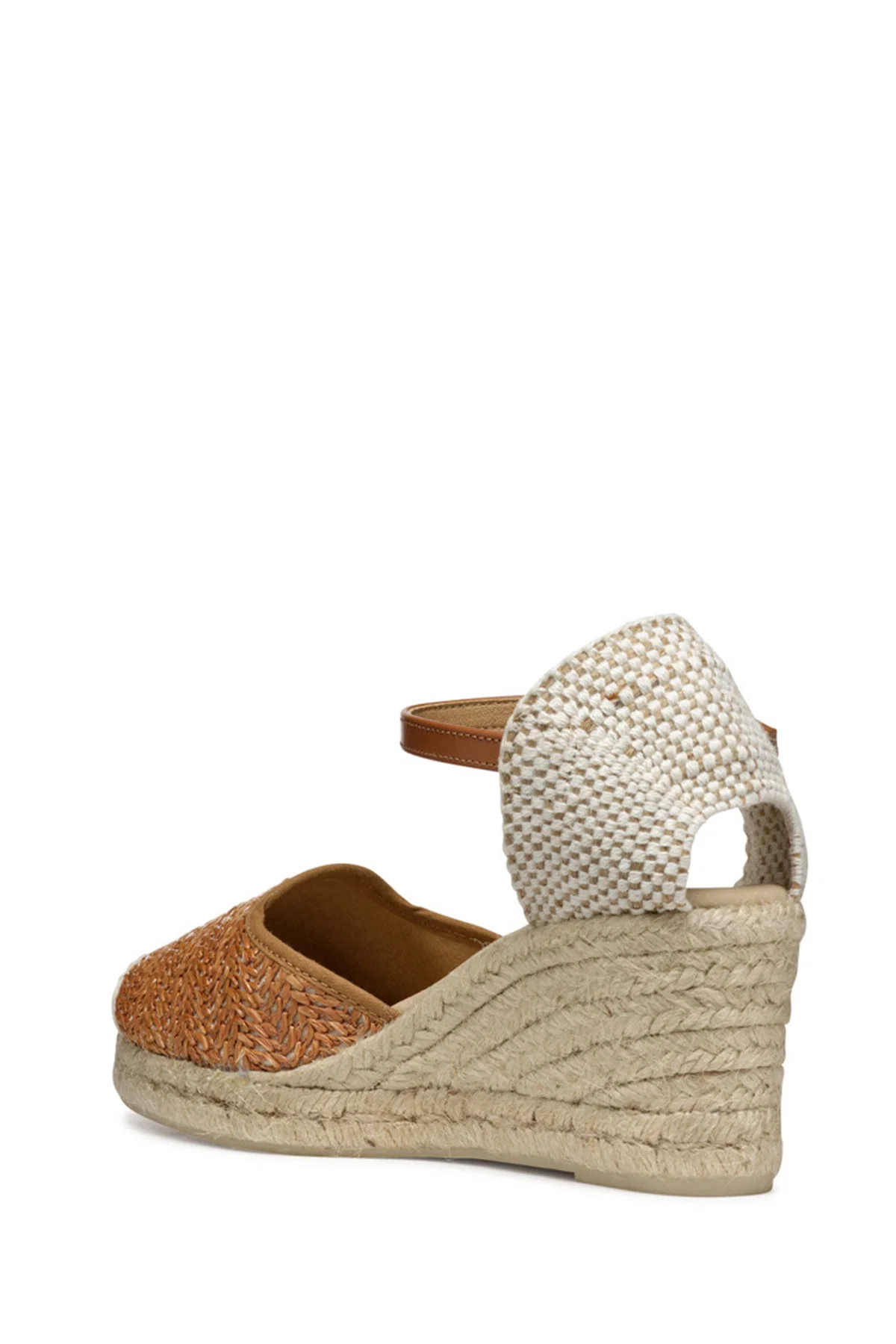 Geox Kadın Camel Gelsa Low Bilekten Tokalı Dolgu Topuklu Örgülü Deri Espadril - Image 3