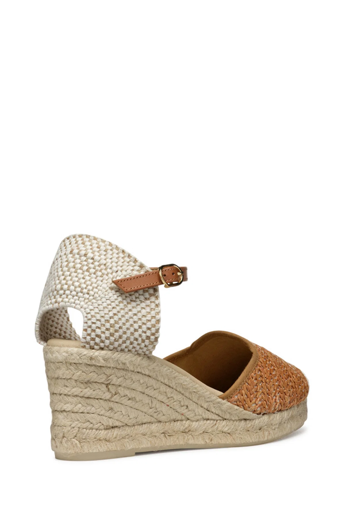 Geox Kadın Camel Gelsa Low Bilekten Tokalı Dolgu Topuklu Örgülü Deri Espadril - Image 4