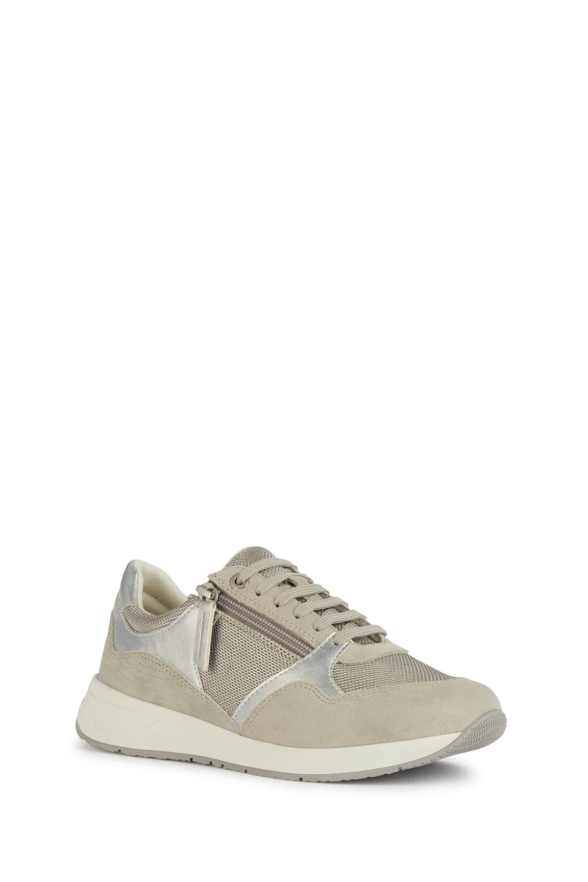 Geox Kadın Gri Bağcıklı Deri Sneaker - Image 2