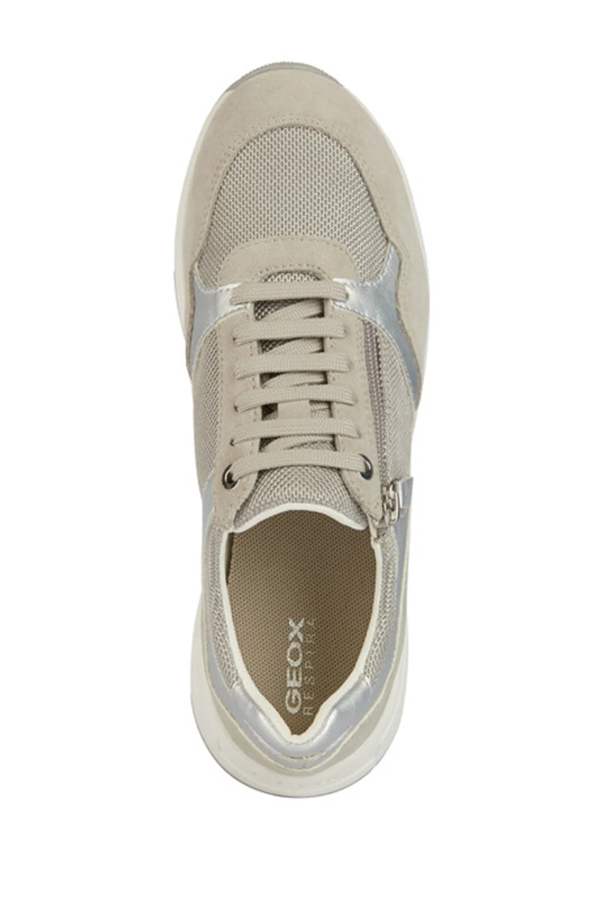 Geox Kadın Gri Bağcıklı Deri Sneaker - Image 5