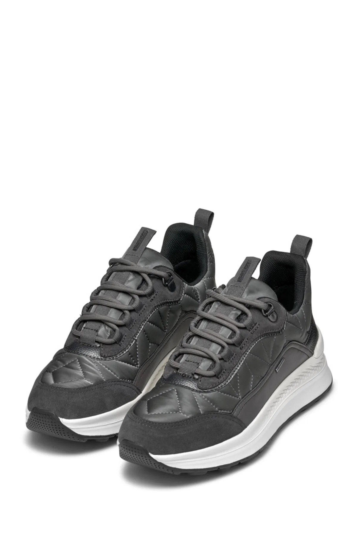 Geox Kadın Gri Bağcıklı Kalın Tabanlı Kumaş Sneaker - Image 3