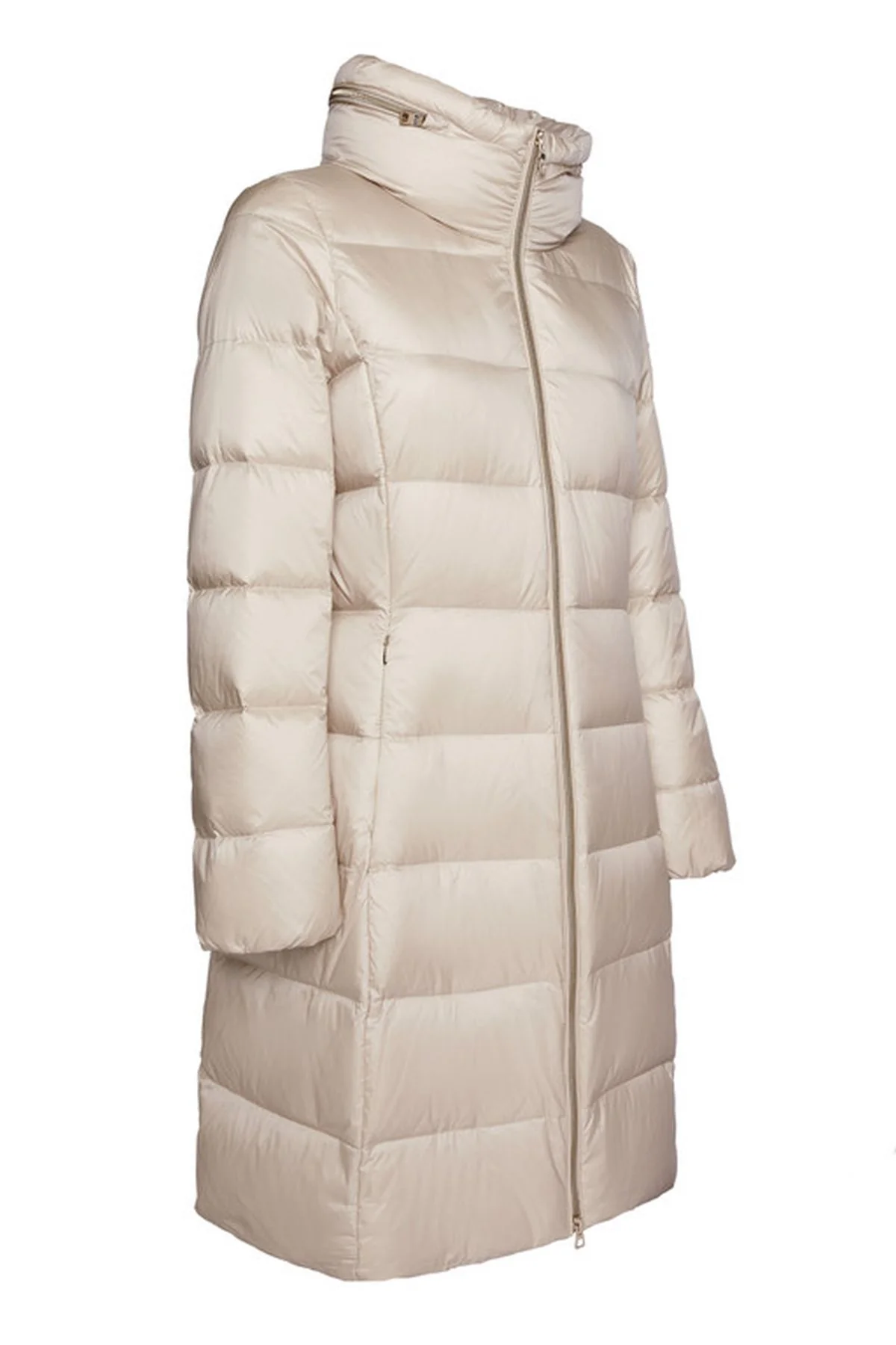 Geox Kadın Gri Charlene Slim Fit Kapüşonlu Uzun Mont - Image 2