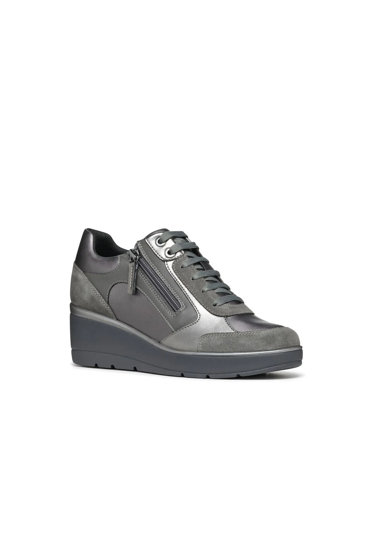 Geox Kadın Gri İlde Bağcıklı Kalın Tabanlı Sneaker - Image 3