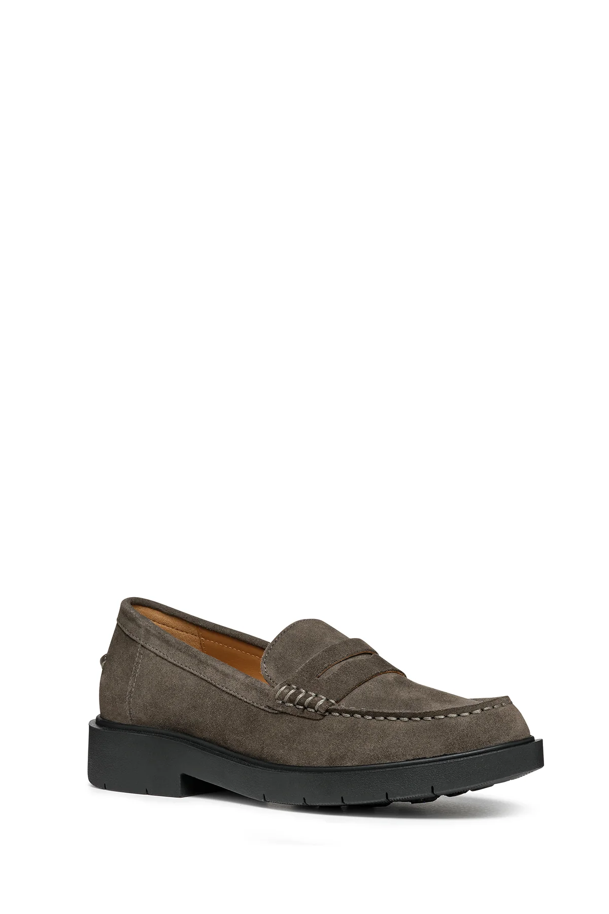 Geox Kadın Gri Spherica Ec1 Süet Deri Maskülen Loafer - Image 3