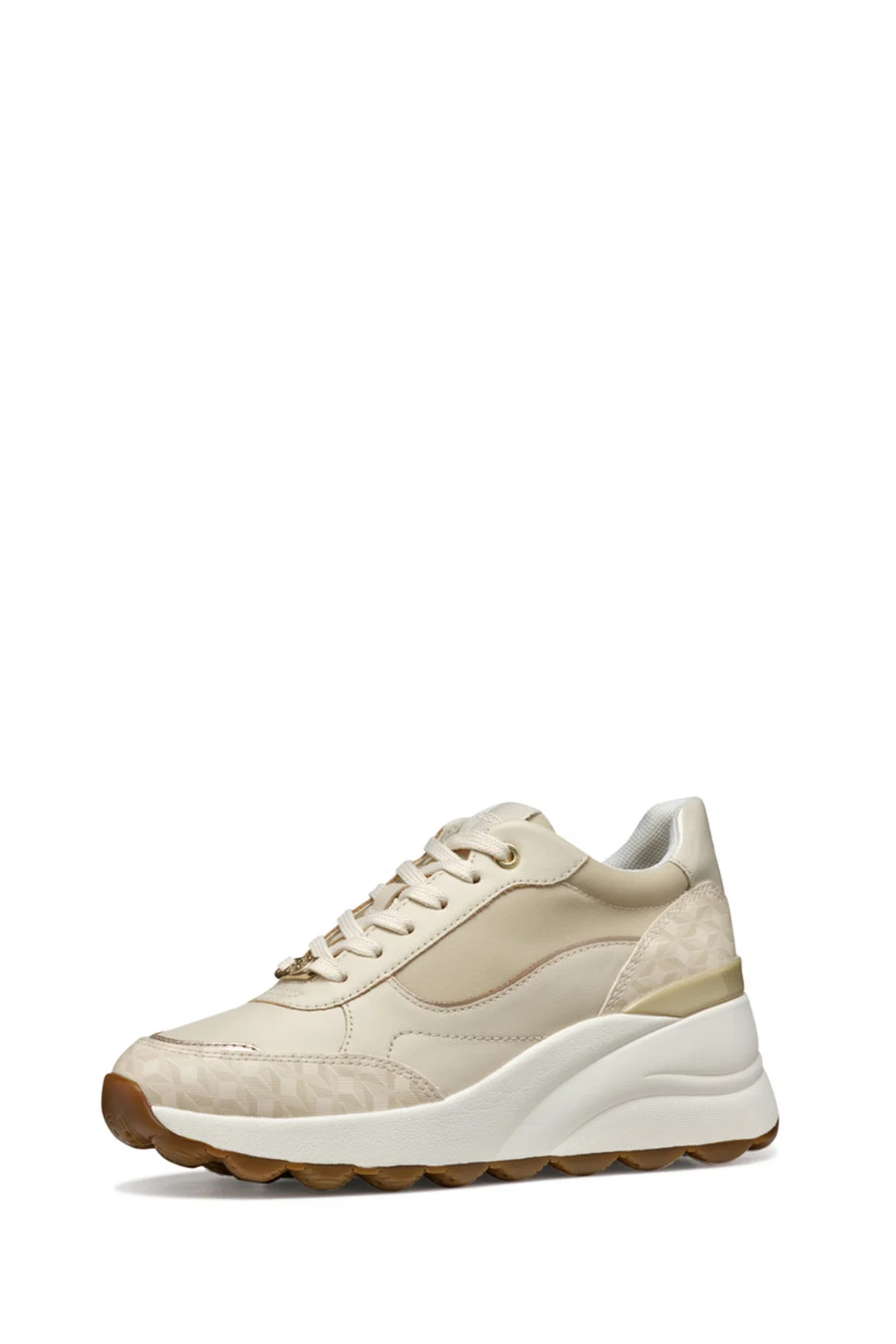 Geox Kadın Krem D Spherica Ec13 A - Nap + Pr.Syn Bağcıklı Dolgu Topuklu Sneaker - Image 2