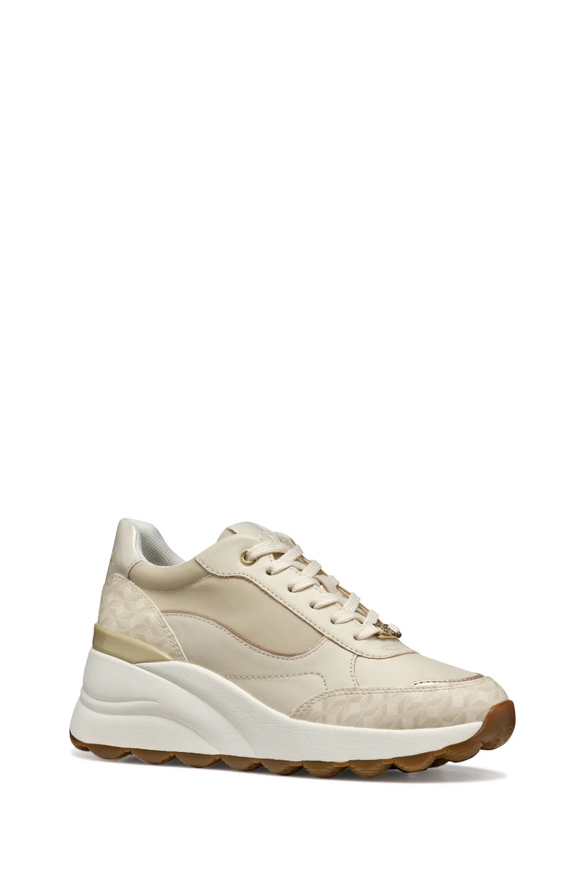 Geox Kadın Krem D Spherica Ec13 A - Nap + Pr.Syn Bağcıklı Dolgu Topuklu Sneaker - Image 3