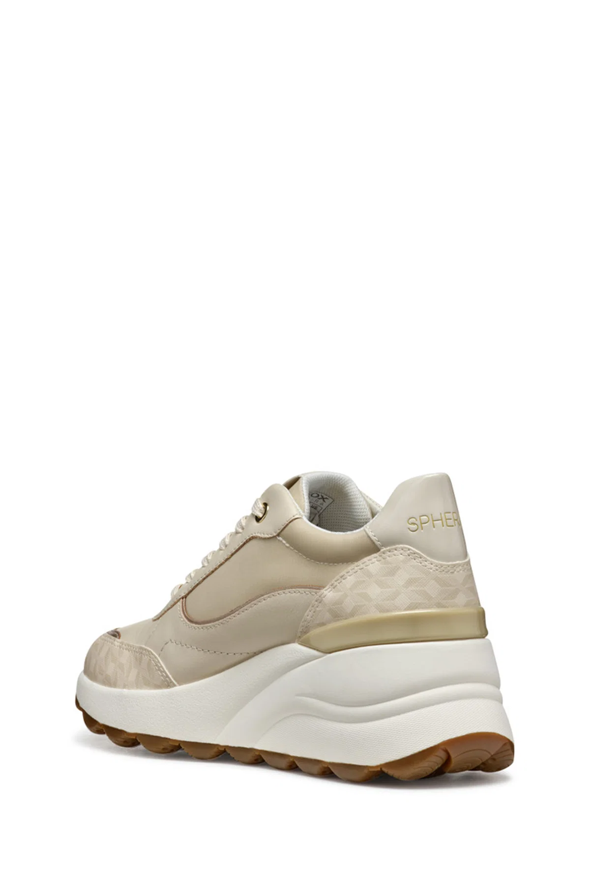 Geox Kadın Krem D Spherica Ec13 A - Nap + Pr.Syn Bağcıklı Dolgu Topuklu Sneaker - Image 4