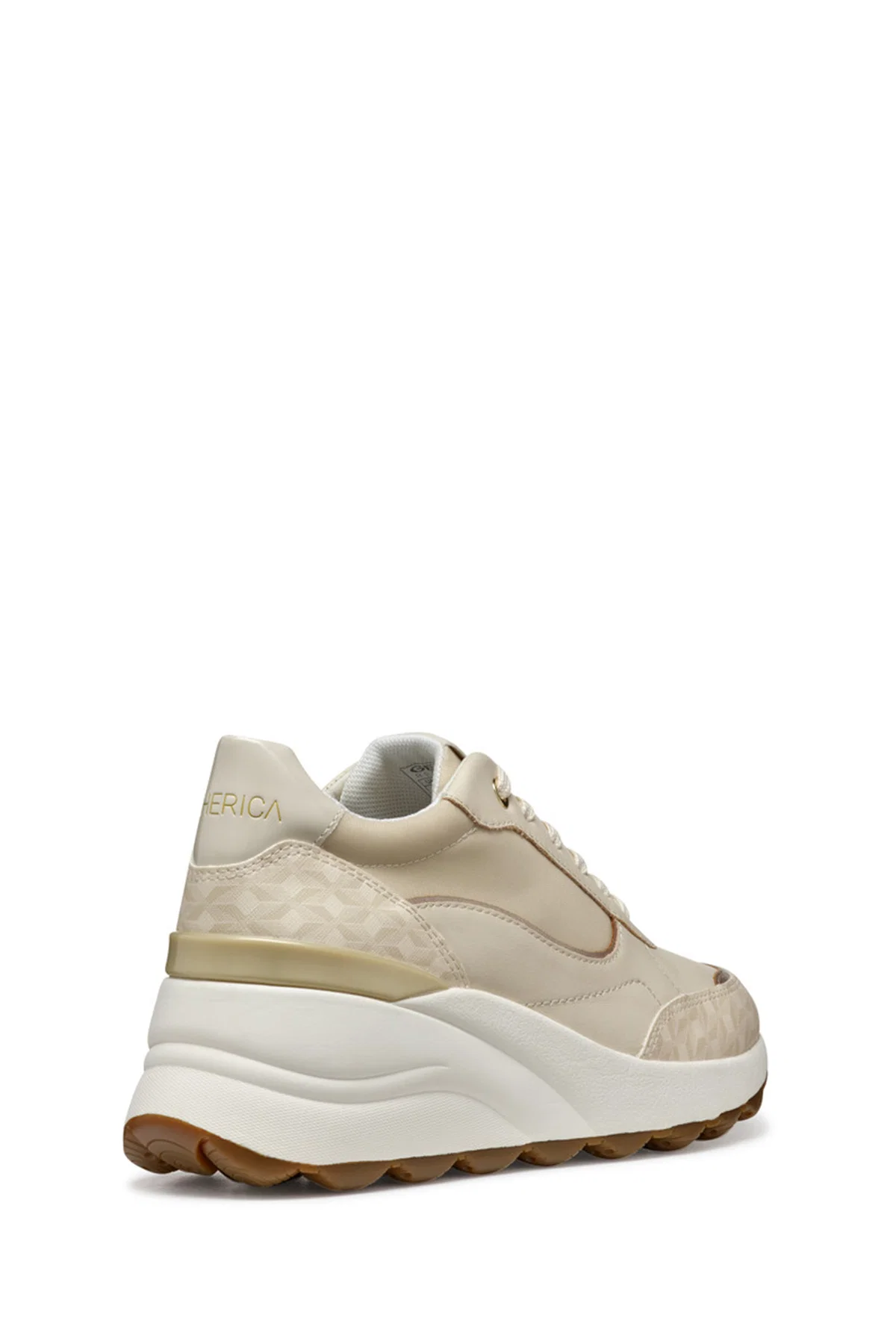 Geox Kadın Krem D Spherica Ec13 A - Nap + Pr.Syn Bağcıklı Dolgu Topuklu Sneaker - Image 5