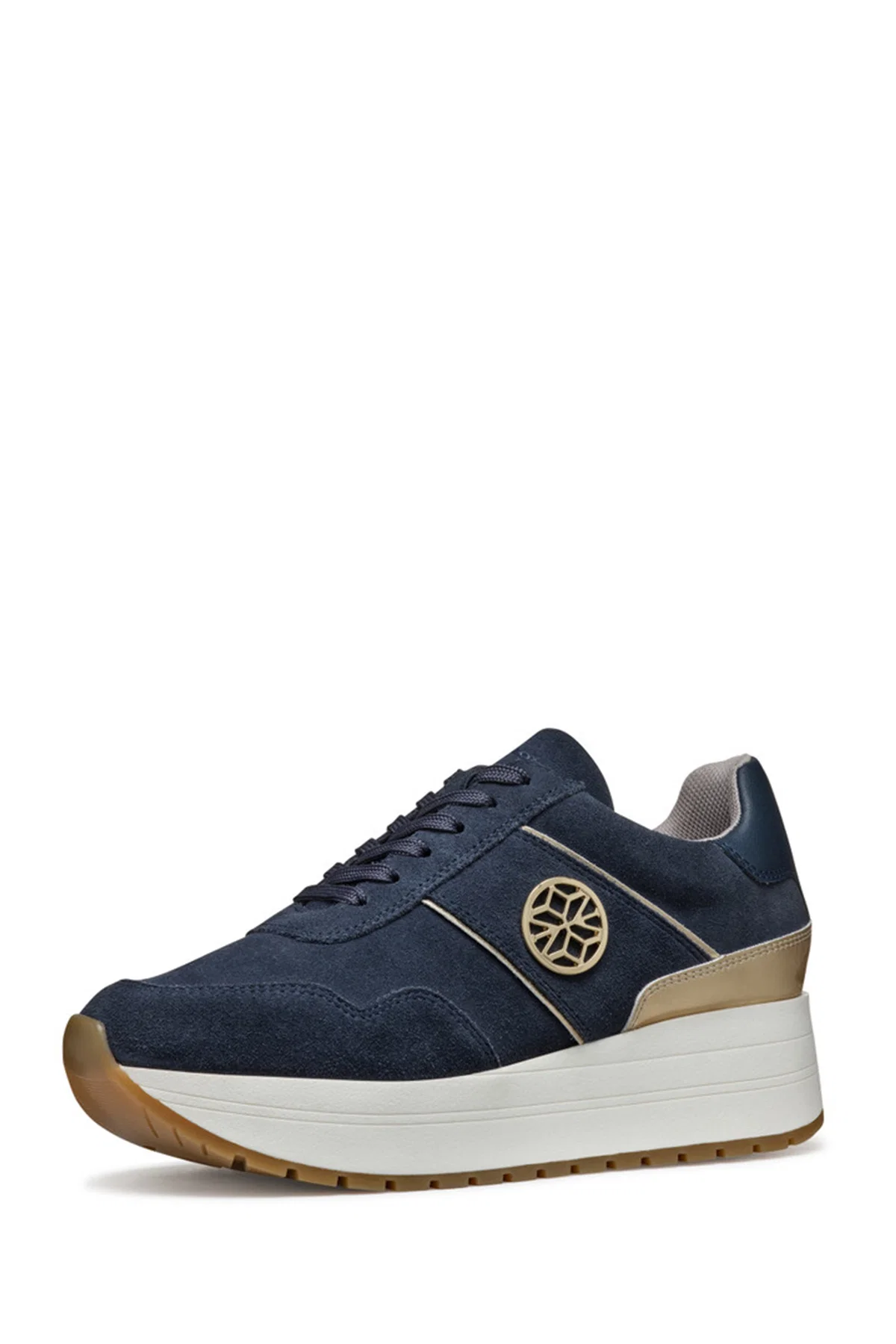 Geox Kadın Lacivert  Low-Top Bağcıklı Kalın Tabanlı Süet Deri Sneaker - Image 2