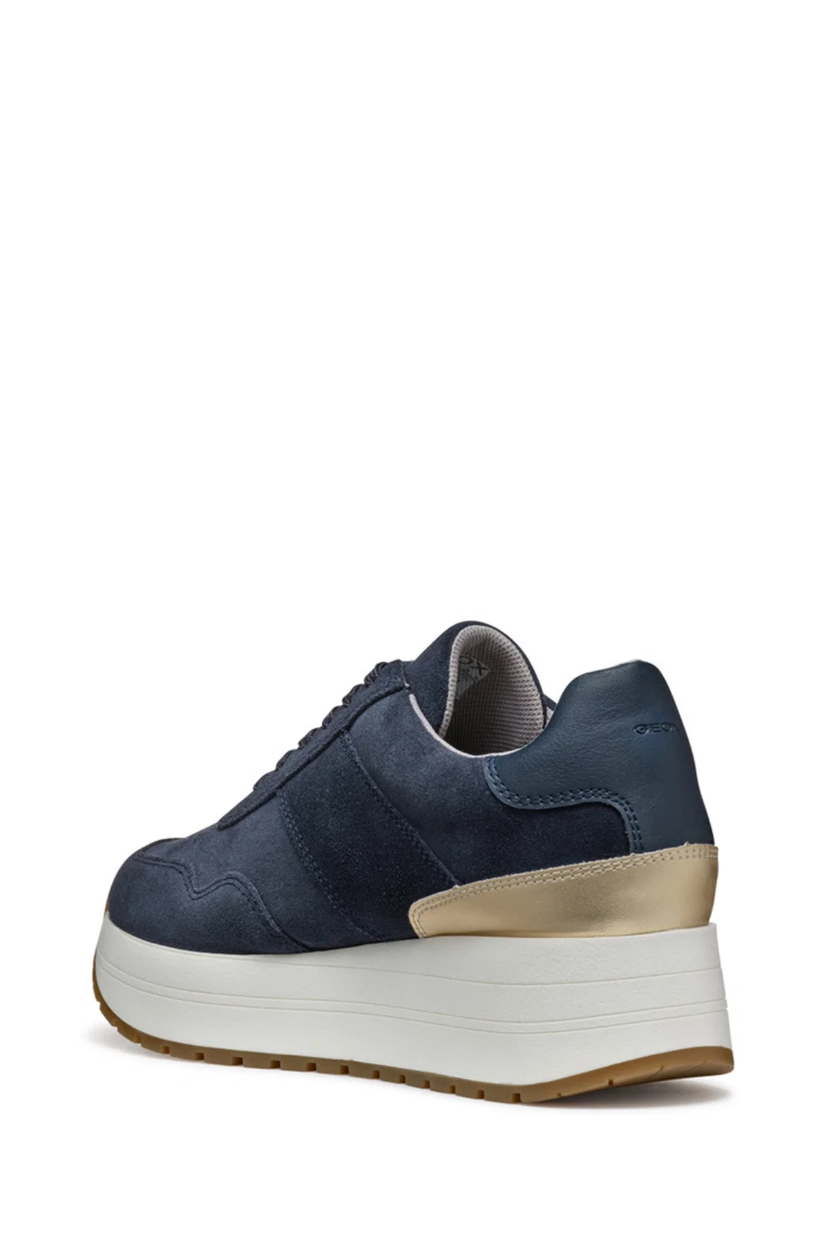 Geox Kadın Lacivert  Low-Top Bağcıklı Kalın Tabanlı Süet Deri Sneaker - Image 4