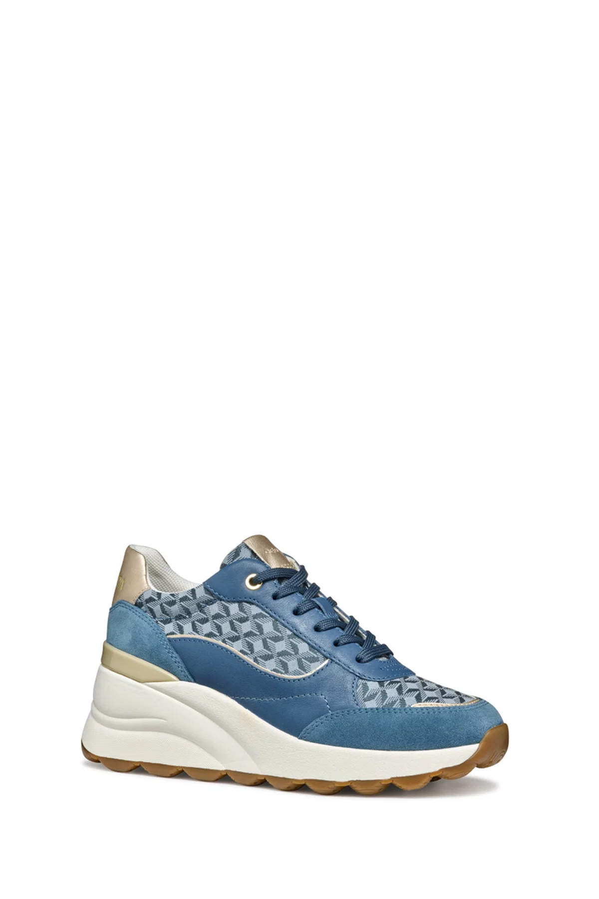 Geox Kadın Mavi D Spherica Ec13 A - Nap + Emb.Te Bağcıklı Dolgu Topuklu Sneaker - Image 3