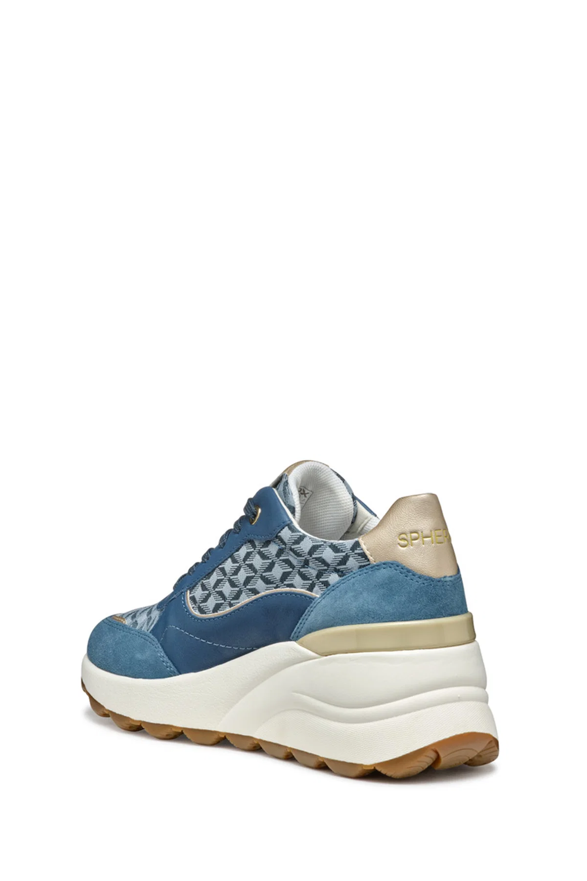 Geox Kadın Mavi D Spherica Ec13 A - Nap + Emb.Te Bağcıklı Dolgu Topuklu Sneaker - Image 4