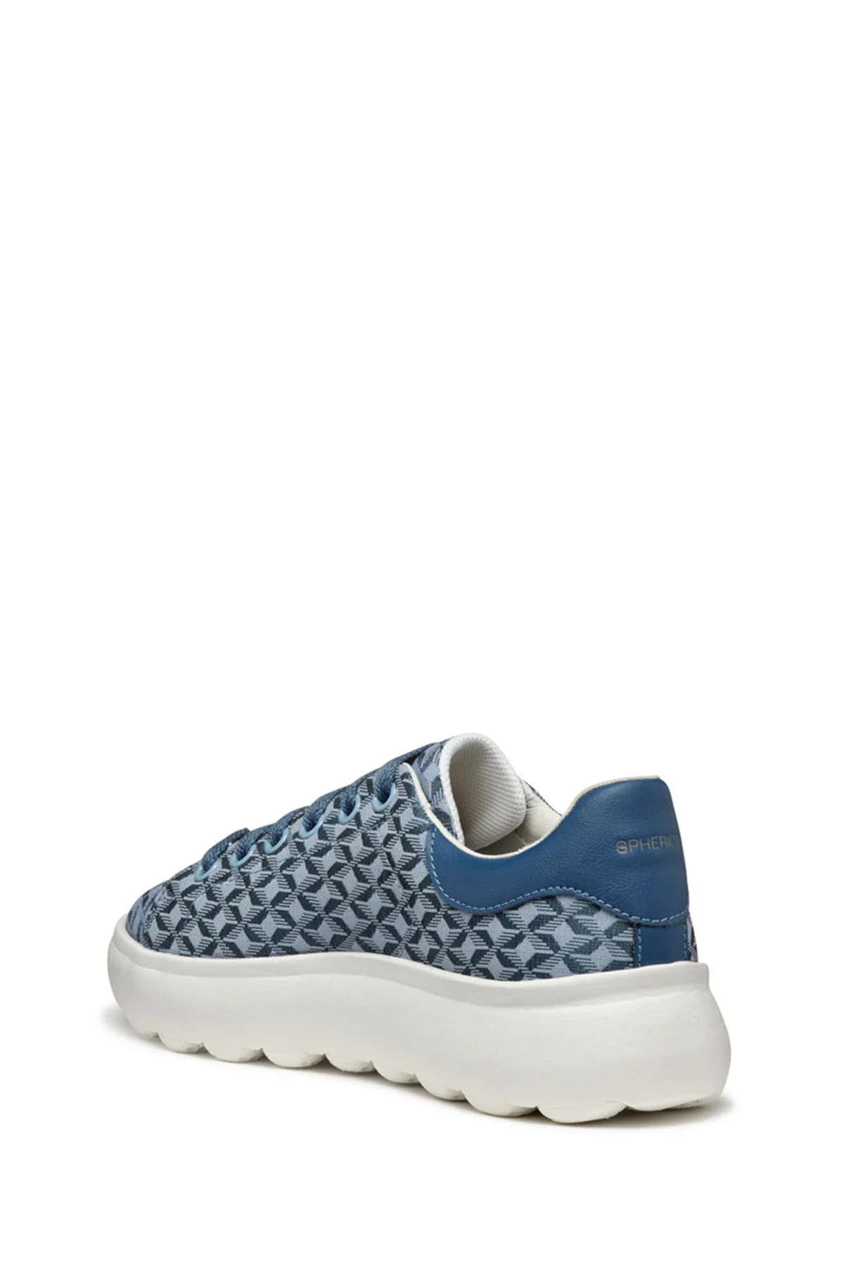 Geox Kadın Mavi D Spherica Ec4.D - Em. Tex + Sy Bağcıklı Desenli Kalın Tabanlı Sneaker - Image 3