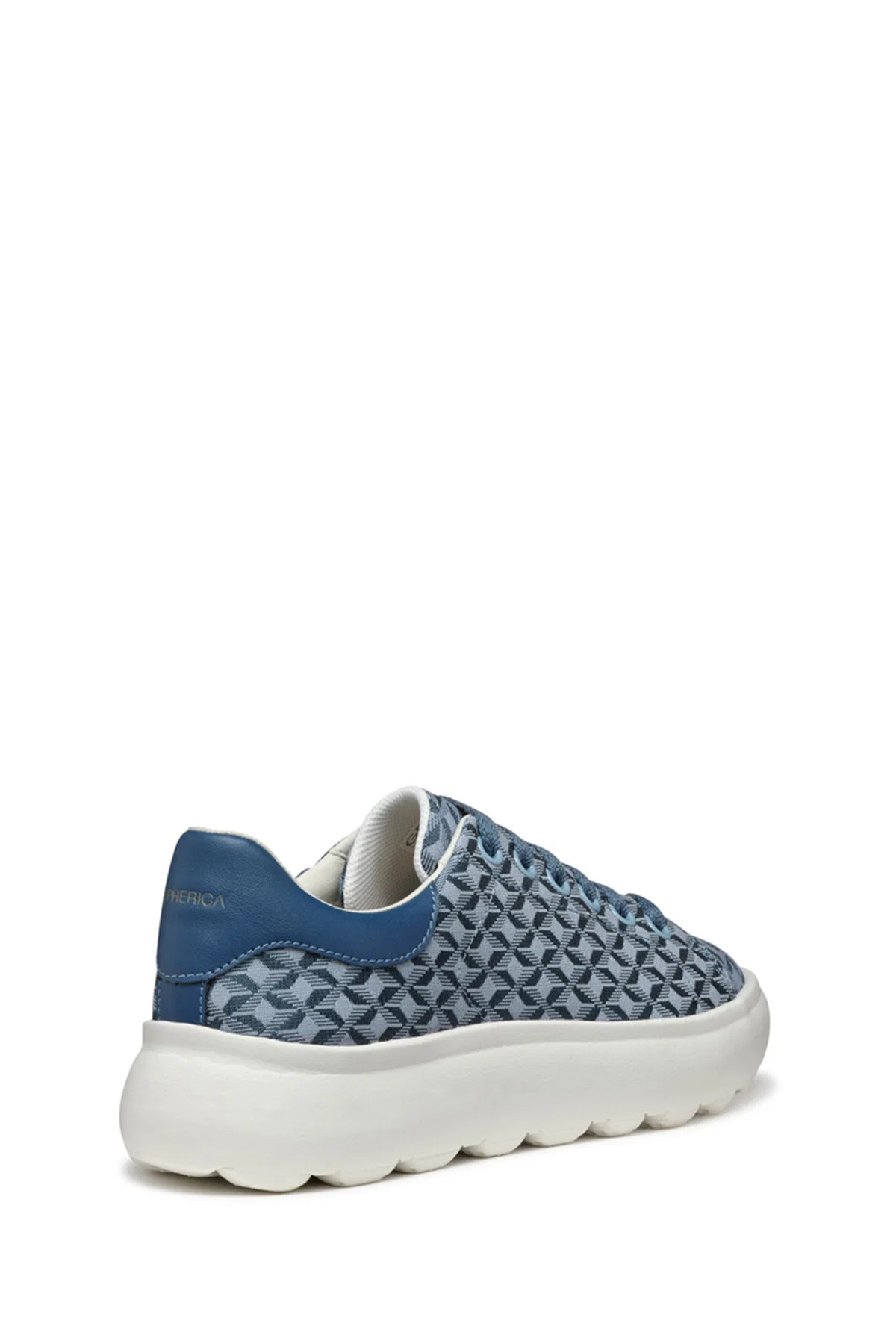 Geox Kadın Mavi D Spherica Ec4.D - Em. Tex + Sy Bağcıklı Desenli Kalın Tabanlı Sneaker - Image 4