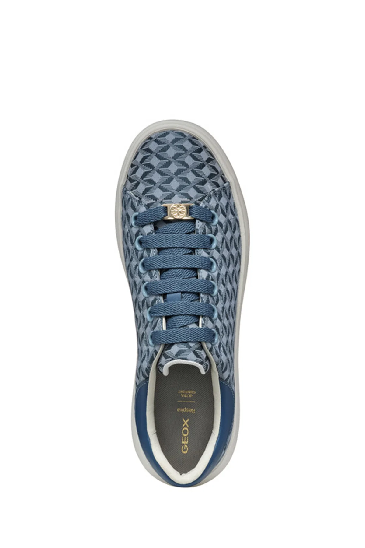 Geox Kadın Mavi D Spherica Ec4.D - Em. Tex + Sy Bağcıklı Desenli Kalın Tabanlı Sneaker - Image 5