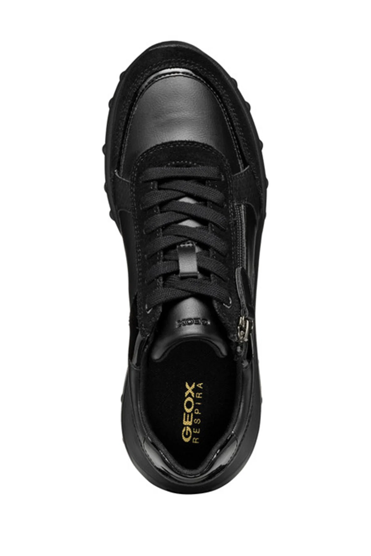 Geox Kadın Siyah Bağcıklı Kalın Tabanlı Deri Sneaker - Image 9