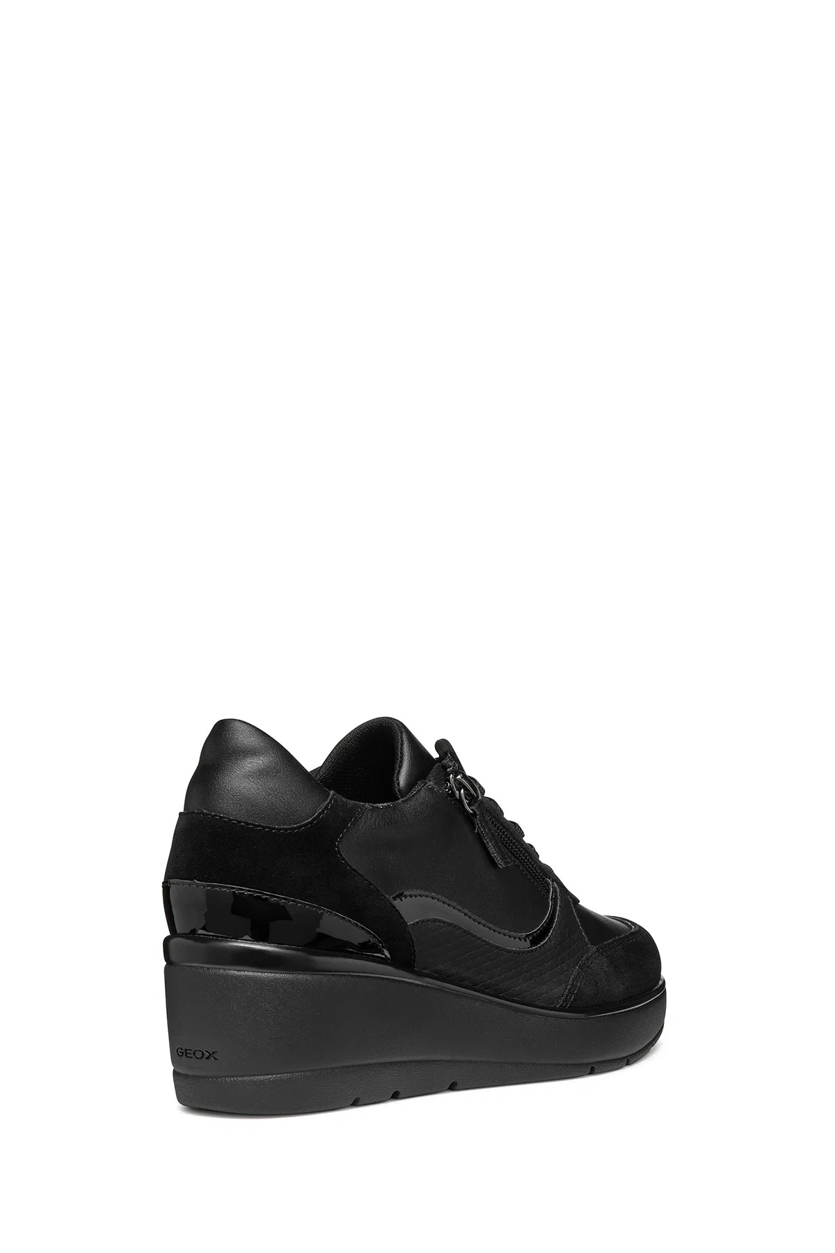 Geox Kadın Siyah D Ilde Bağcıklı Dolgu Topuklu Sneaker - Image 5