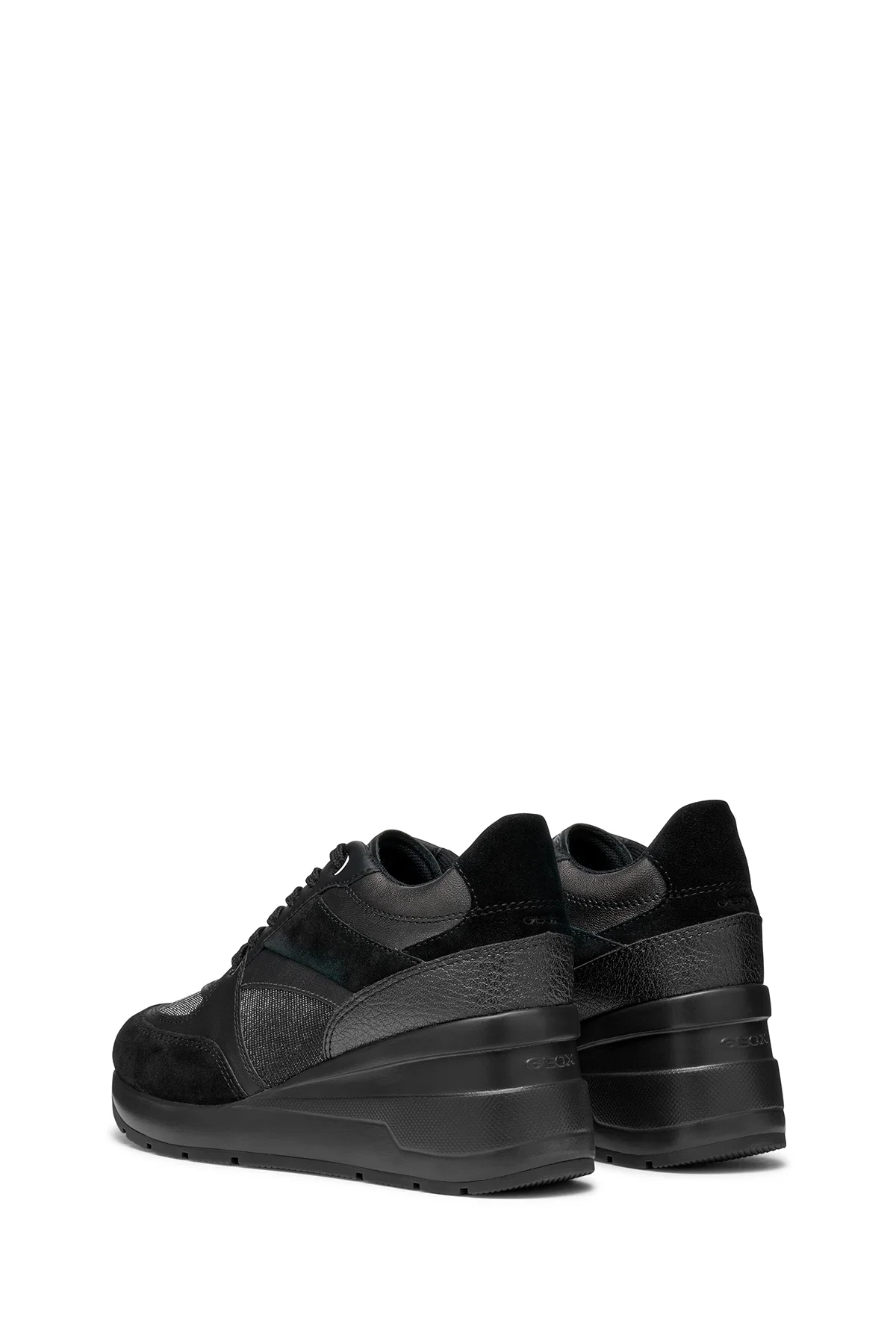 Geox Kadın Siyah D Zosma Bağcıklı Dolgu Topuklu Deri Sneaker - Image 4