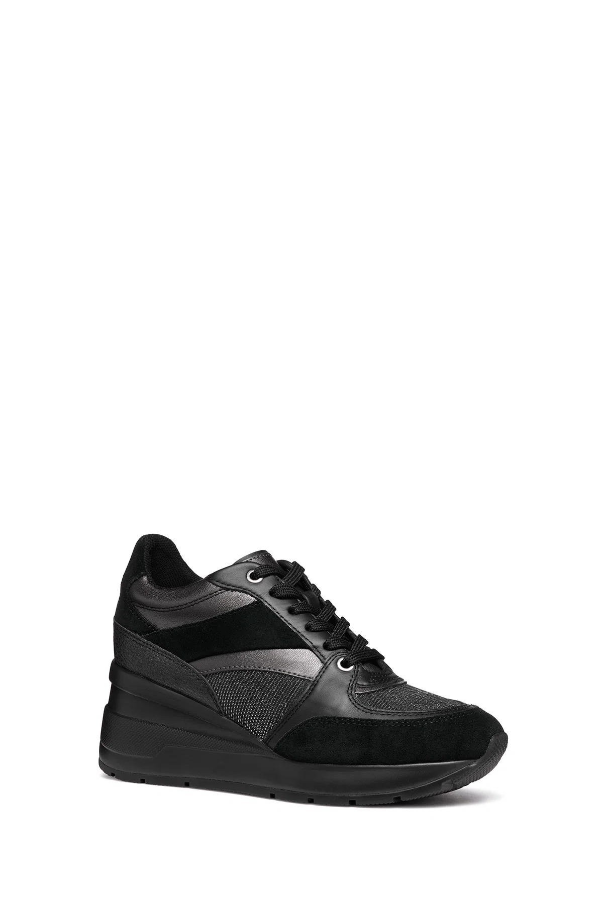 Geox Kadın Siyah D Zosma Bağcıklı Dolgu Topuklu Deri Sneaker - Image 5
