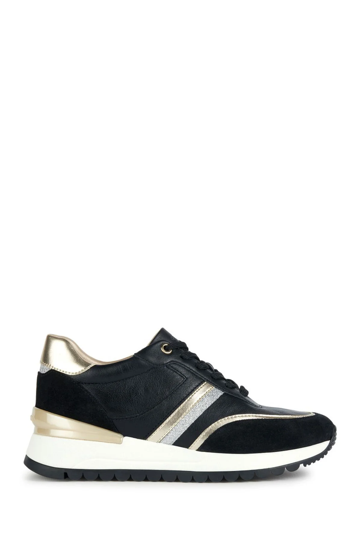 Geox Kadın Siyah Desya Kalın Tabanlı Deri Sneaker