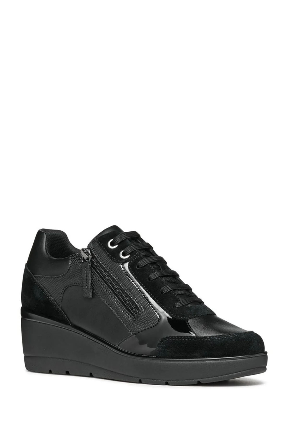 Geox Kadın Siyah Ilde Dolgu Topuklu Bağcıklı Casual Sneaker - Image 3