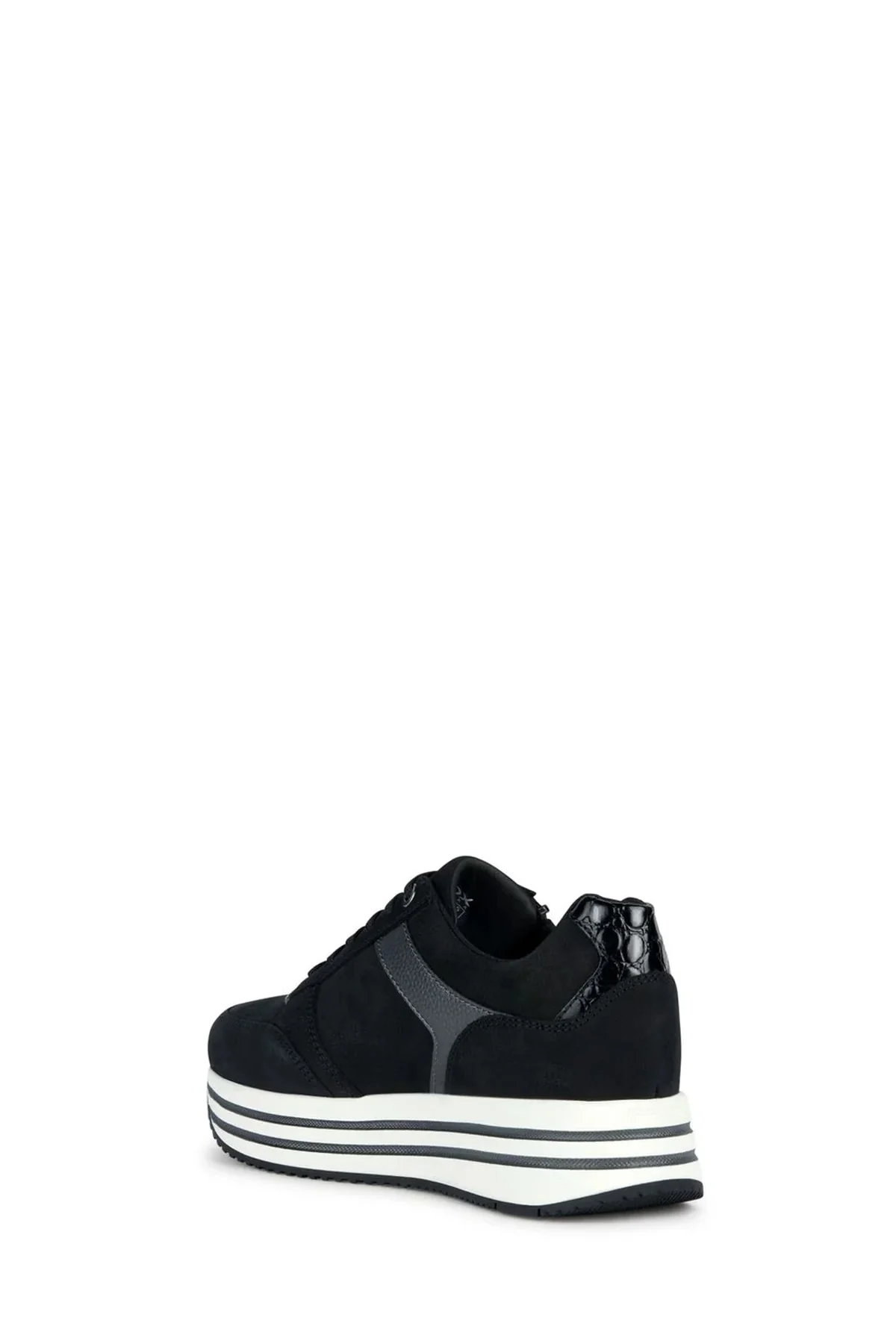 Geox Kadın Siyah Kency Kalın Tabanlı Bağcıklı Deri Sneaker - Image 2