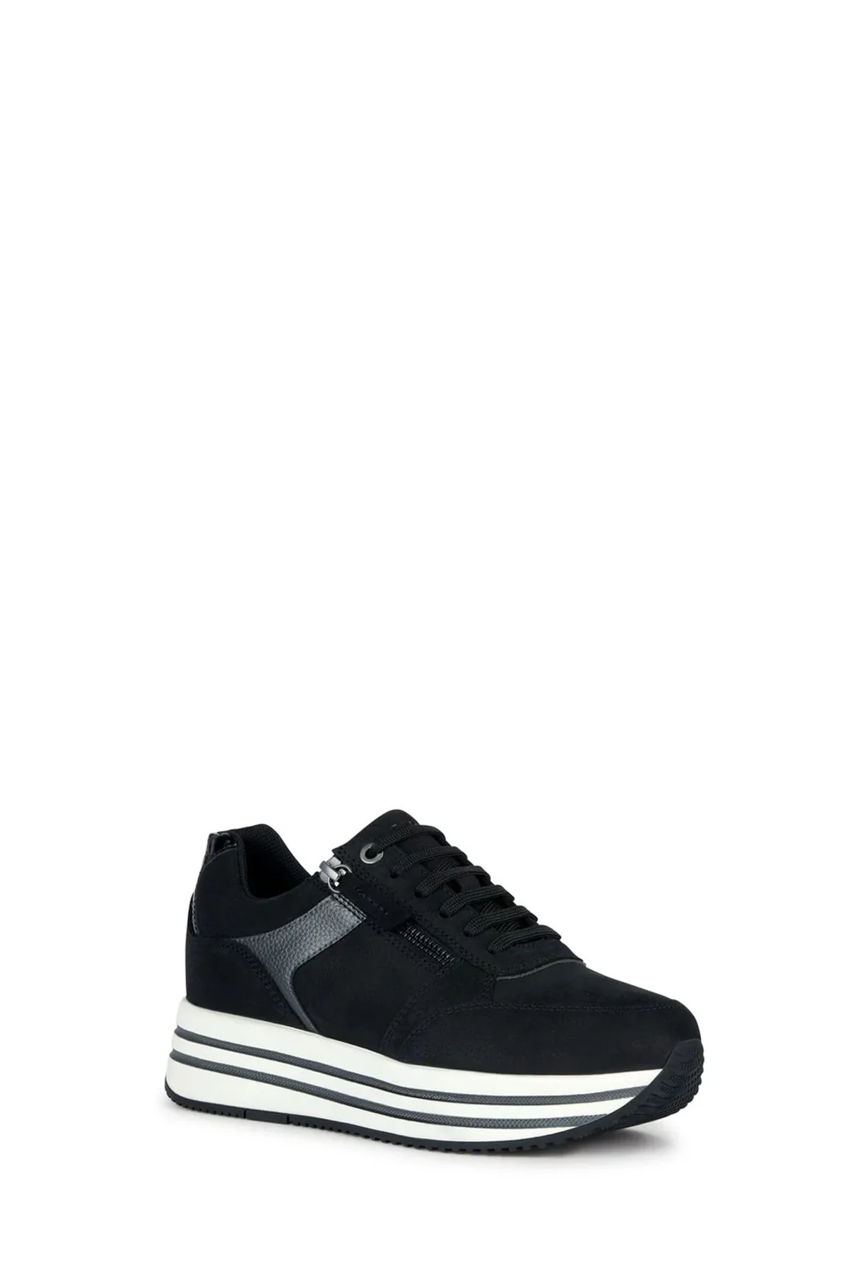 Geox Kadın Siyah Kency Kalın Tabanlı Bağcıklı Deri Sneaker - Image 3