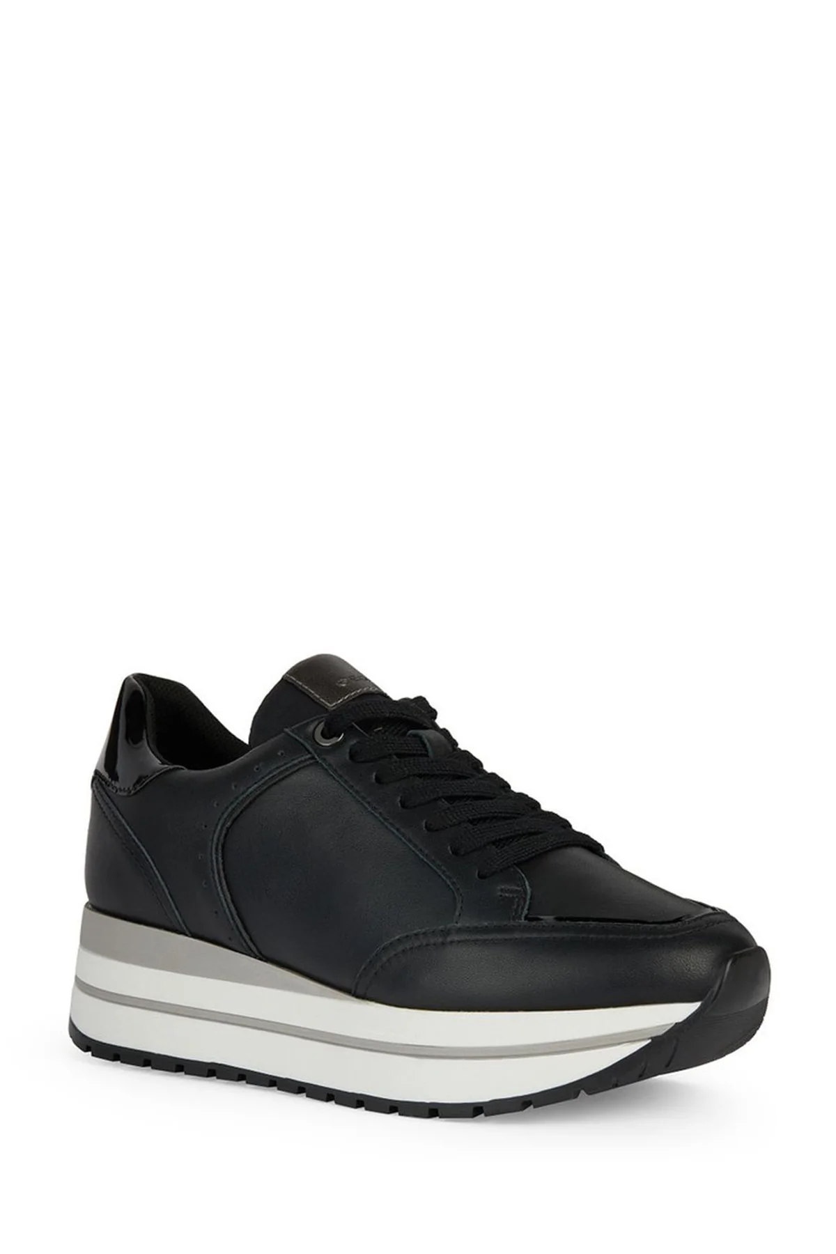 Geox Kadın Siyah Kency Kalın Tabanlı Bağcıklı Deri Sneaker - Image 3