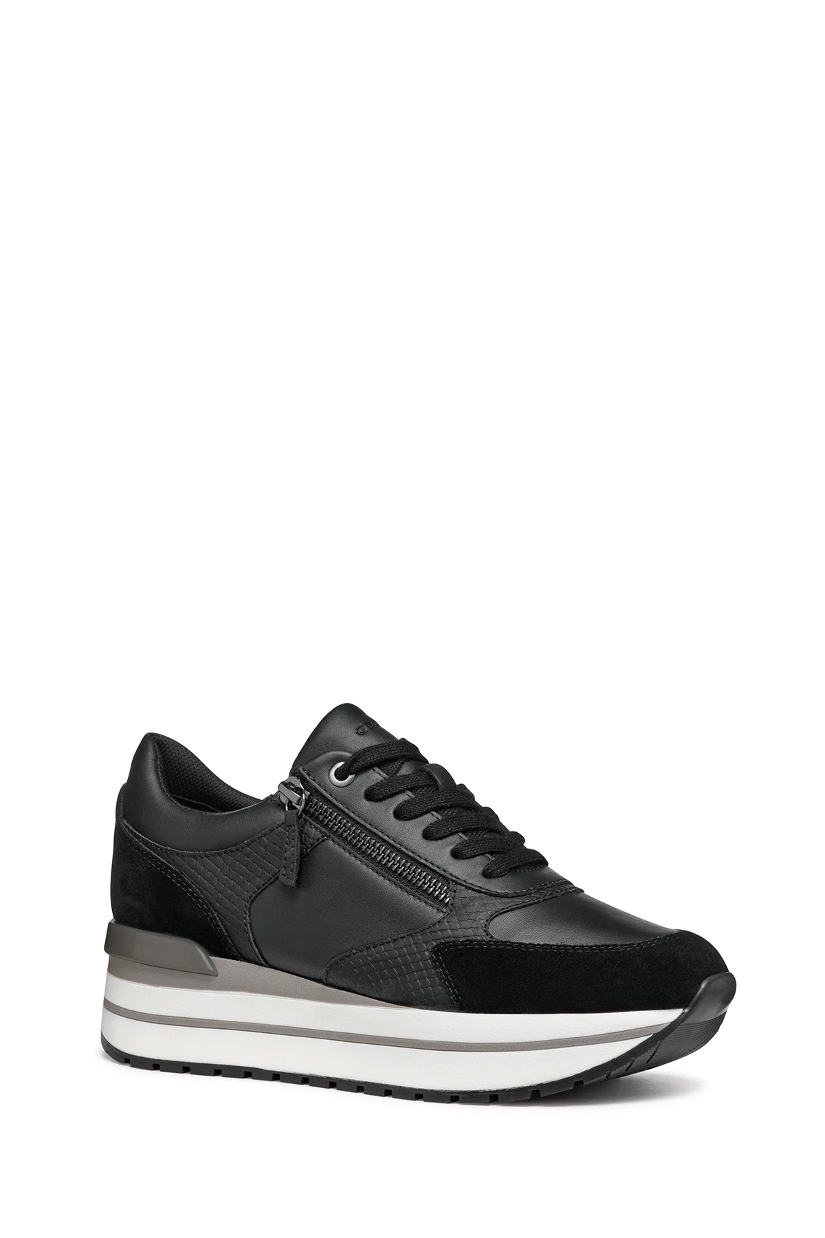 Geox Kadın Siyah New Kency Bağcıklı Kalın Tabanlı Sneaker - Image 3