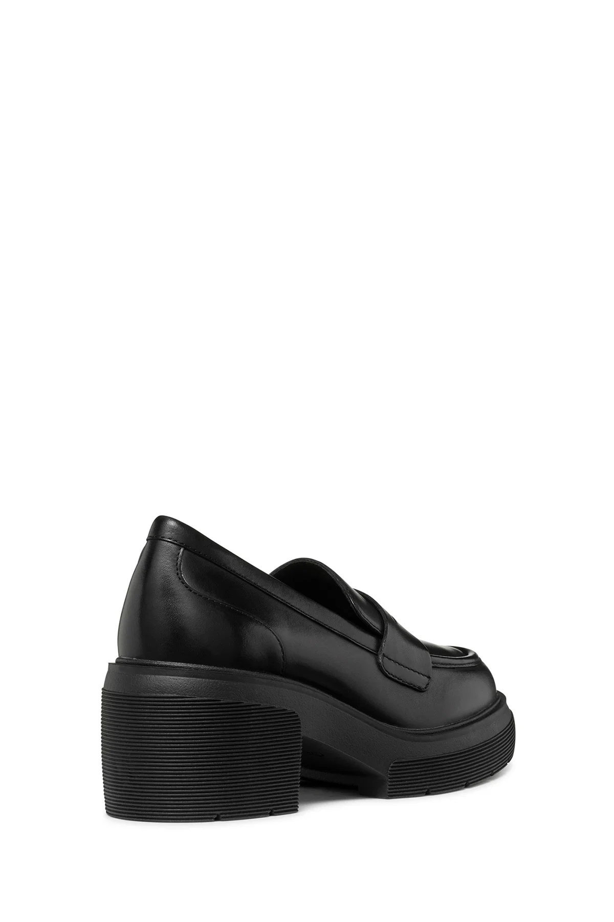 Geox Kadın Siyah Spherica Ec15 Kalın Topuklu Deri Maskülen Loafer - Image 2