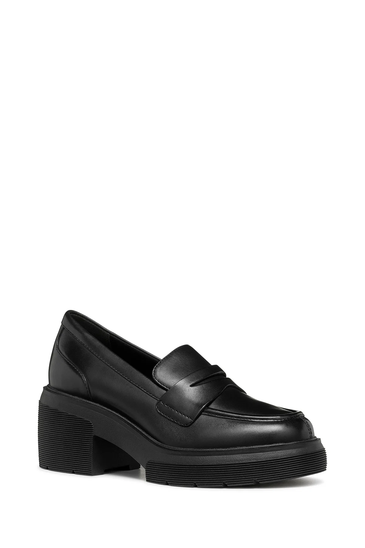 Geox Kadın Siyah Spherica Ec15 Kalın Topuklu Deri Maskülen Loafer - Image 3