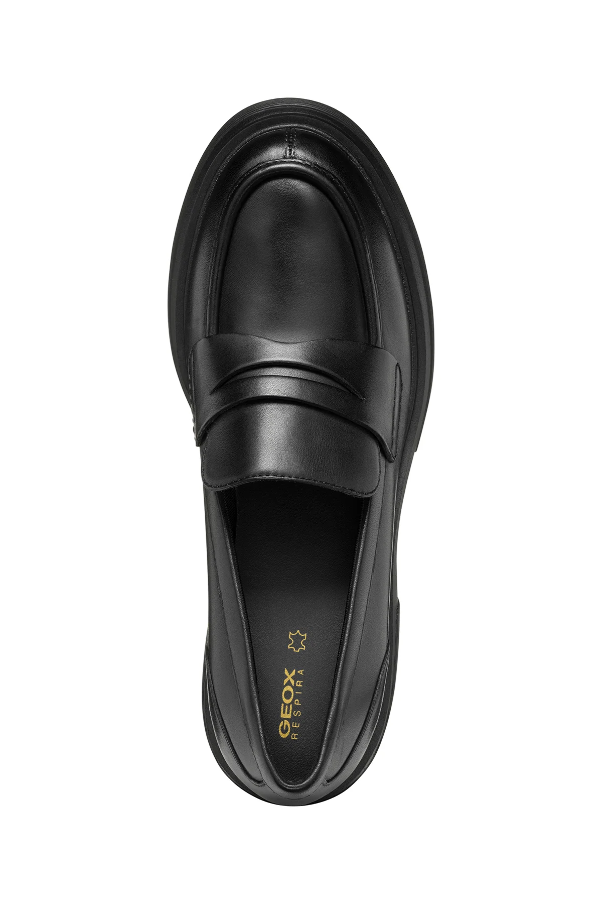 Geox Kadın Siyah Spherica Ec15 Kalın Topuklu Deri Maskülen Loafer - Image 5