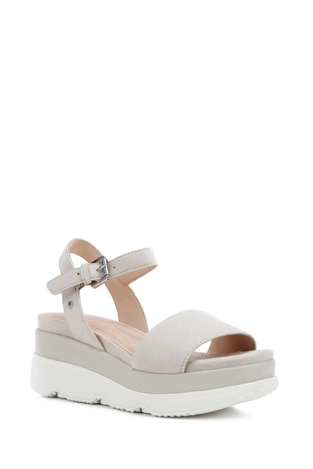 Geox Kadın Vizon D Gardenia C - Goat Suede Bilekten Tokalı Kalın Tabanlı Deri Sandalet - Image 2