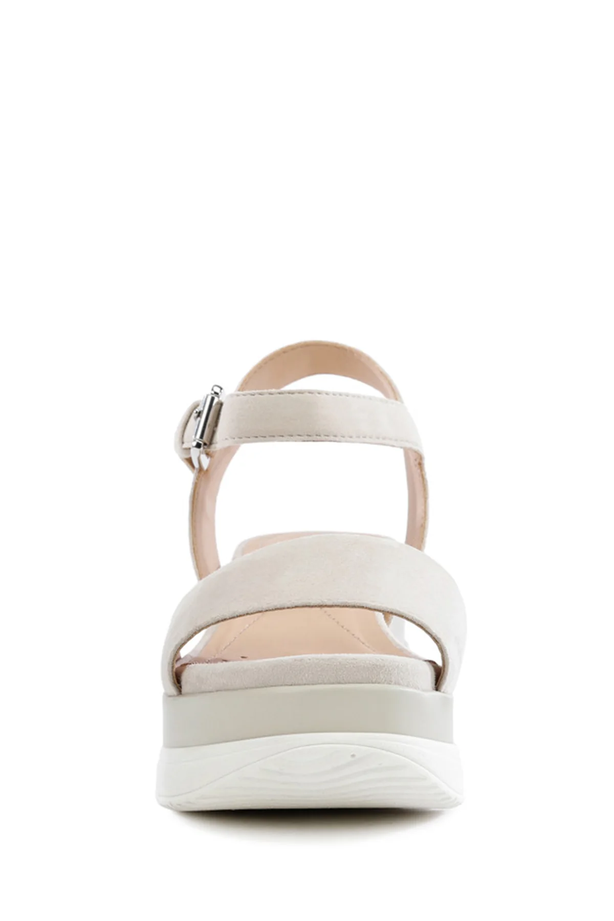Geox Kadın Vizon D Gardenia C - Goat Suede Bilekten Tokalı Kalın Tabanlı Deri Sandalet - Image 3