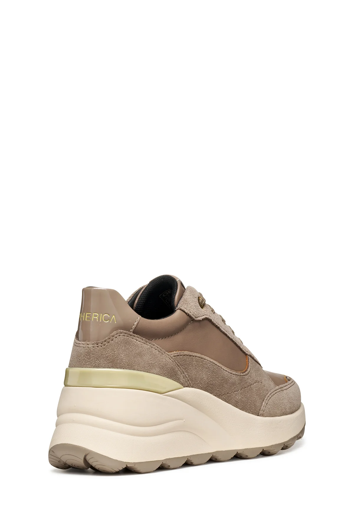 Geox Kadın Vizon D Spherıca Ec13 A - Nappa+Sued Bağcıklı Dolgu Topuklu Deri Spor Sneaker - Image 5