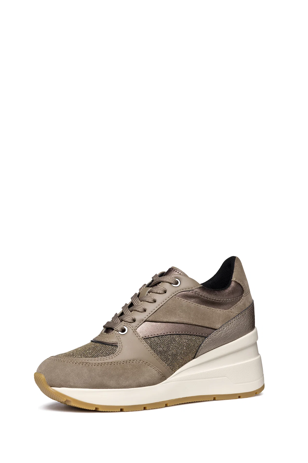 Geox Kadın Vizon Respira Bağcıklı Dolgu Topuklu Deri Sneaker - Image 2